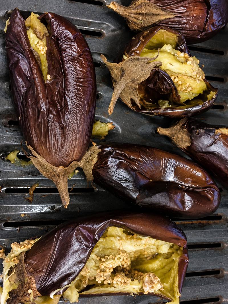 Choka — melongene roasted whole